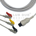 3 Lead ECG Cable Compatible with mindray 6 pin Clip type