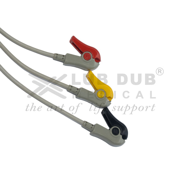 3 Lead ECG Cable Compatible with mindray 6 pin Clip type