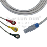 3 Lead ECG Cable Compatible with Bpl 4 Pin Redel snap type