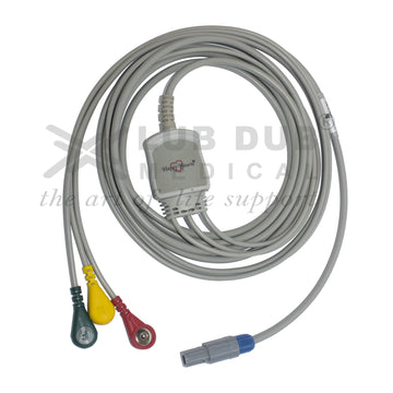 3 Lead ECG Cable Compatible with Bpl 4 Pin Redel snap type