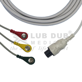 3 Lead ECG Cable Compatible with mindray 6 pin Snap type - 0