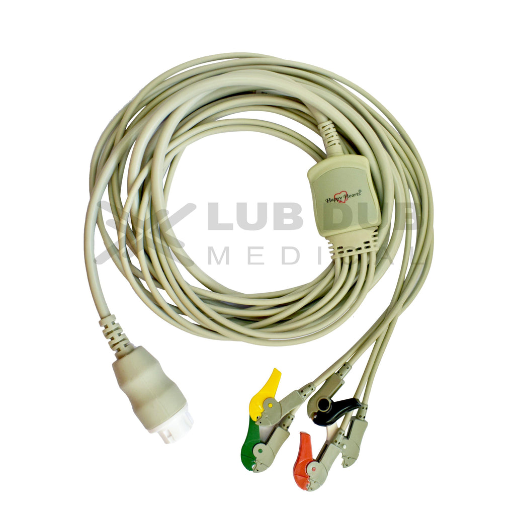 5 Lead ECG Cable Compatible with HP 12 pin Clip type - LubdubBazaar