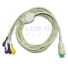 5 Lead ECG Cable Compatible with Datex S5 10 pin Snap type - LubdubBazaar