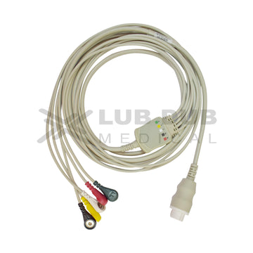 5 Lead ECG Cable Compatible with HP 12 pin Snap type
