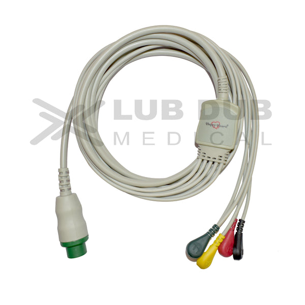 5 Lead ECG Cable Compatible with L&T  12 Pin Snap type - LubdubBazaar