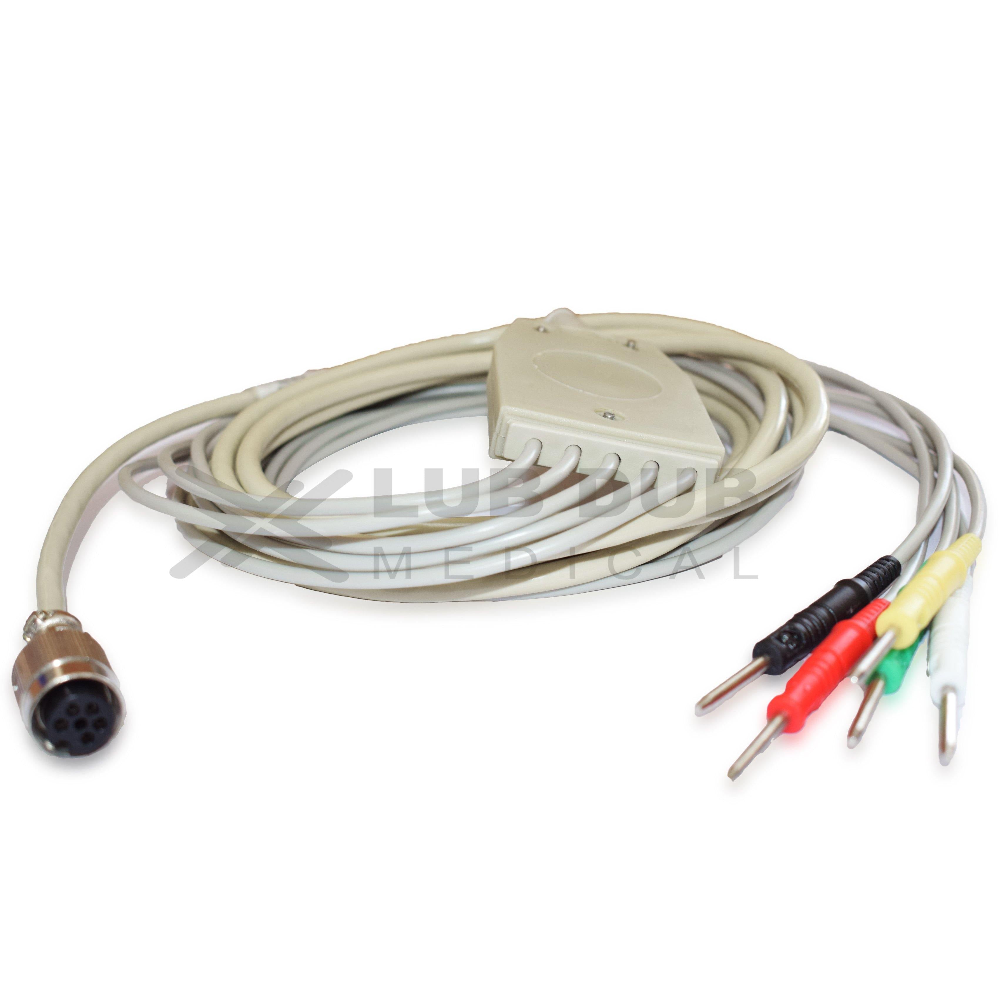 Cardiac Monitoring ECG Cable 5 Pin 3mm Banana Type