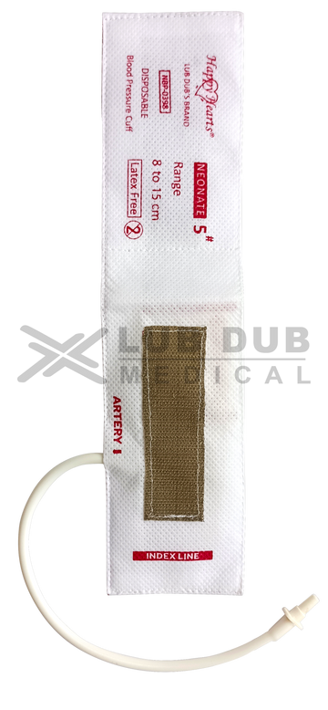 Neonatal BP cuff size 5 disposable single tube Happy Hearts