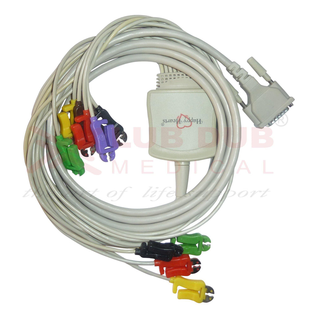 10 Lead ECG Cable  Compatible with schiller 15 pin clip type