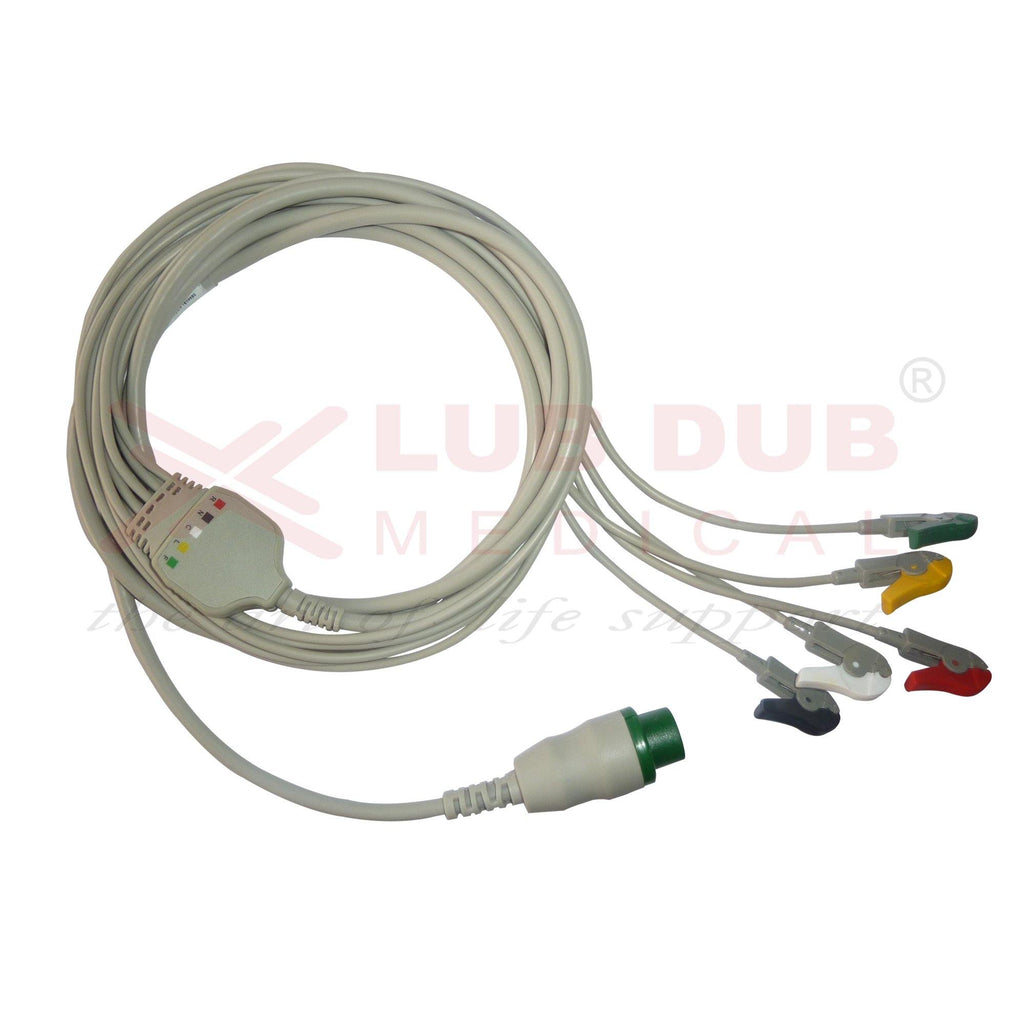 5 Lead ECG Cable Compatible with Schiller 12 Pin Clip type