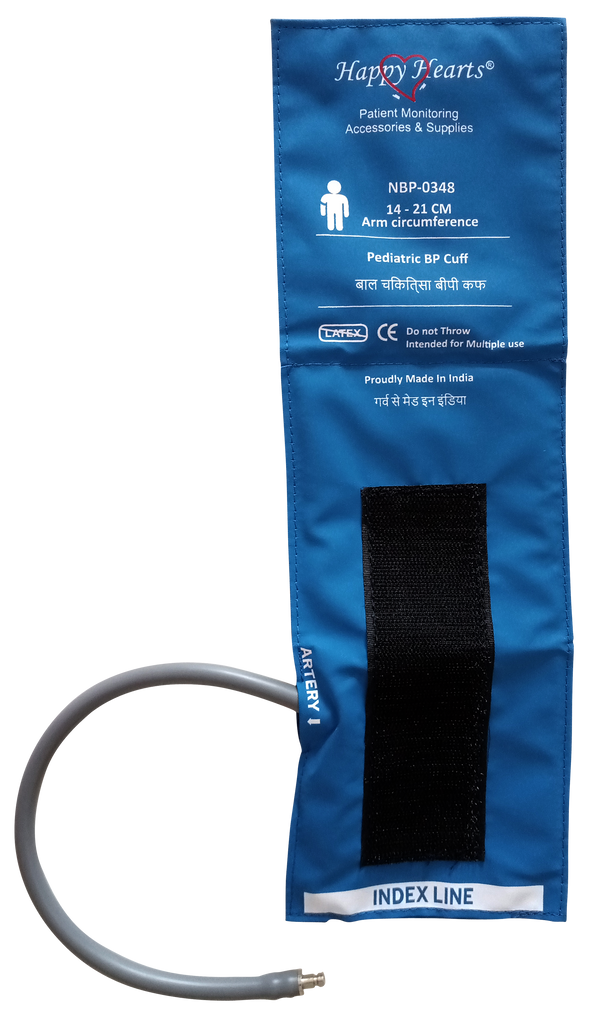 Happy Hearts Reusable NIBP Cuff Pediatric Single Tube Royal Blue 14-21cm PU - LubdubBazaar