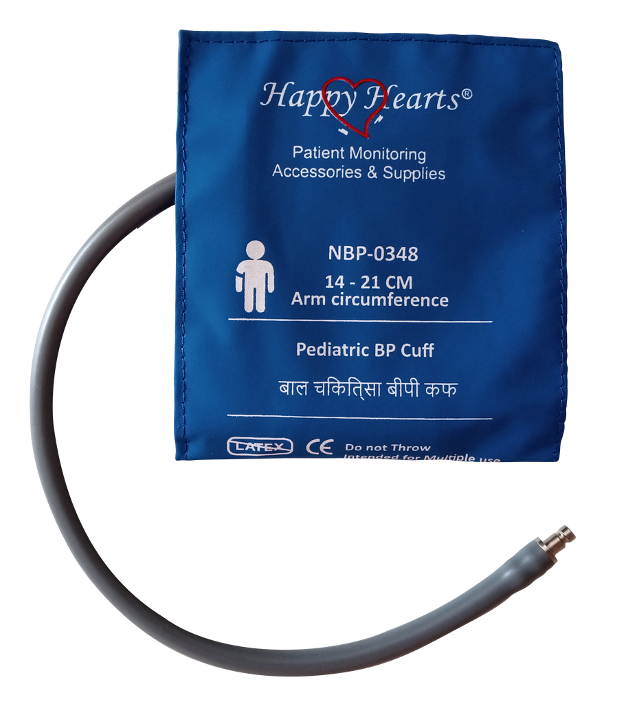 Happy Hearts Reusable NIBP Cuff Pediatric Single Tube Royal Blue 14-21cm PU - LubdubBazaar