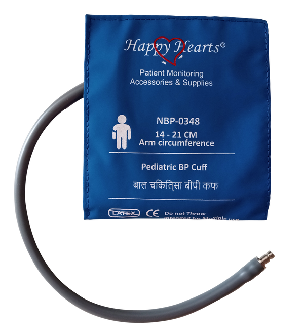 Happy Hearts Reusable NIBP Cuff Pediatric Single Tube Royal Blue 14-21cm PU - LubdubBazaar