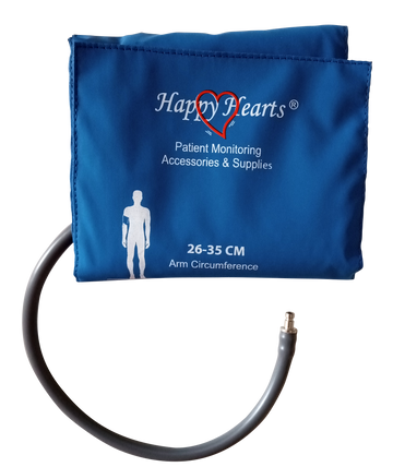 Happy Hearts Reusable NIBP Cuff Adult Single Tube Royal Blue 26-35cm PU - LubdubBazaar