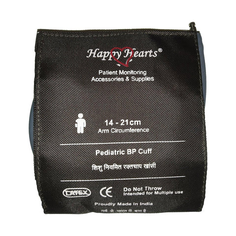 Reusable NIBP Cuff Happy Hearts Pediatric Single Tube Dark Brown 14-21cm - LubdubBazaar