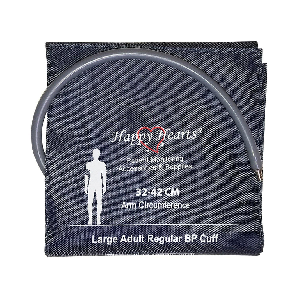 Reusable NIBP Cuff Happy Hearts Large Adult Single Tube Dark Blue 32-42cm - LubdubBazaar