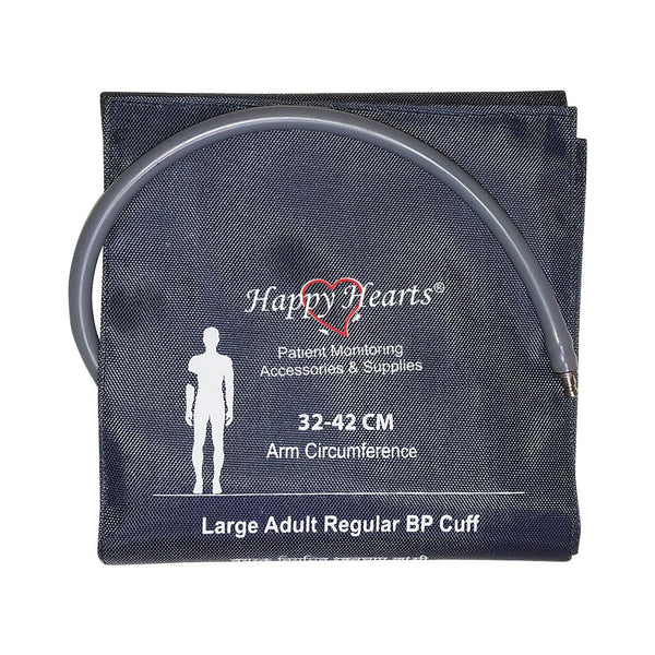 Reusable NIBP Cuff Happy Hearts Large Adult Single Tube Dark Blue 32-42cm - LubdubBazaar
