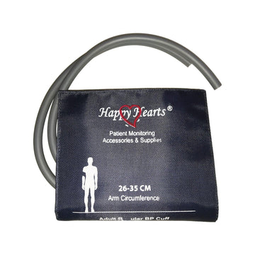 Reusable NIBP Cuff Happy Hearts Adult Double Tube Dark Blue 26-35cm