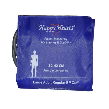 Reusable NIBP Cuff Happy Hearts Large Adult Double Tube Royal Blue 32-42 cm