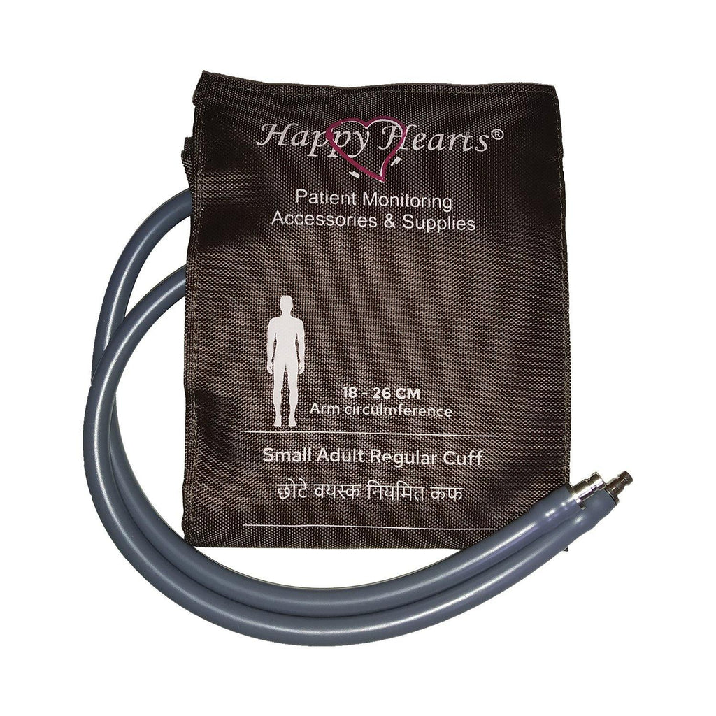 Reusable NIBP Cuff Happy Hearts Small Adult Double Tube Dark Brown 18-26 cm - LubdubBazaar