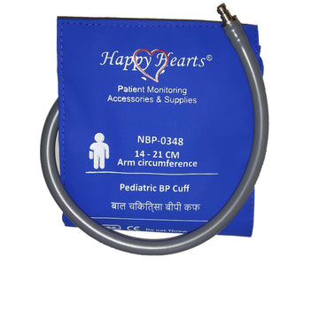 Reusable NIBP Cuff Happy Hearts Pediatric Single Tube Royal Blue 14-21cm PU