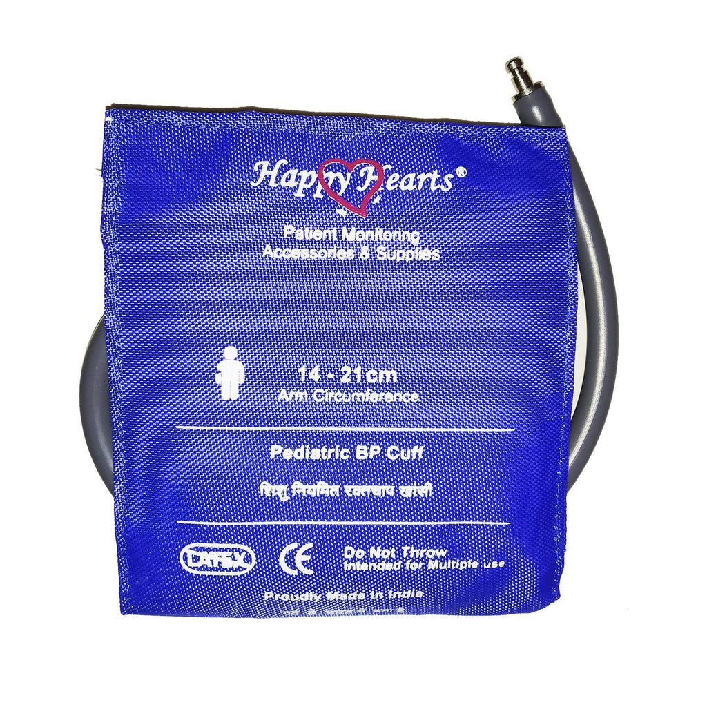 Reusable NIBP Cuff Happy Hearts Pediatric Single Tube Royal Blue 14-21cm - LubdubBazaar