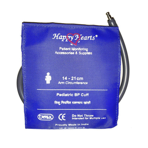 Reusable NIBP Cuff Happy Hearts Pediatric Single Tube Royal Blue 14-21cm - LubdubBazaar