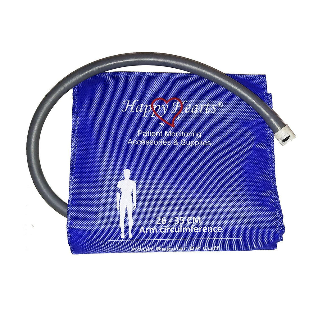 Reusable NIBP Cuff Happy Hearts Adult Single Tube Royal Blue 26-35cm - LubdubBazaar