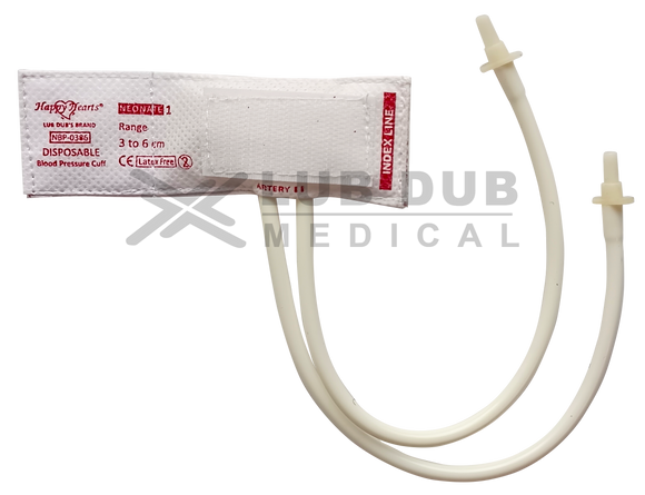 Buy NIBP Disposable Cuff Neonatal Double Tube Size 1 Happy Hearts LDM. Single-use BP Cuff for neonatal monitoring. Fast shipping across India.