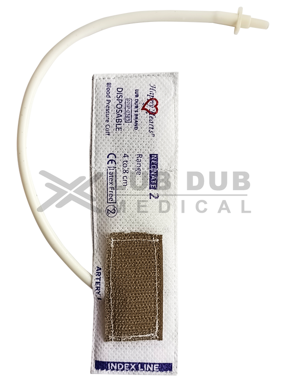 Buy NIBP Disposable Cuff Neonatal Single Tube Size 2. Single-use BP Cuff / Blood Pressure Cuff for neonatal monitoring. Fast shipping across India.