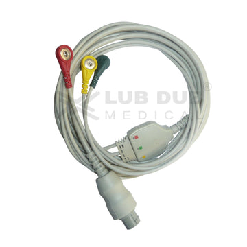 3 Lead ECG Cable Compatible with Bionet 8 Pin snap type