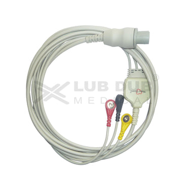 3 Lead ECG Cable Compatible with GE CardioserveDefib 10pin Snap Type