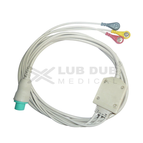 3 Lead ECG Cable Compatible with Siliconlab 6 Pin Snap type - LubdubBazaar