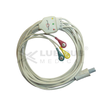 3 Lead ECG Cable Compatible with BPL PM9000 6 Pin Redel Snap type