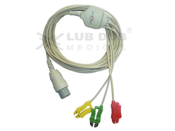 3 Lead ECG Cable Compatible with HP 8 Pin Clip type