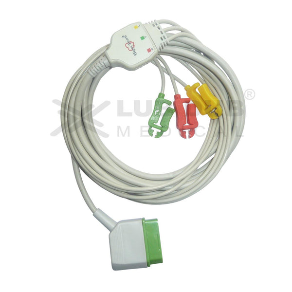 3 Lead ECG Cable Compatible with Nihonkhoden 