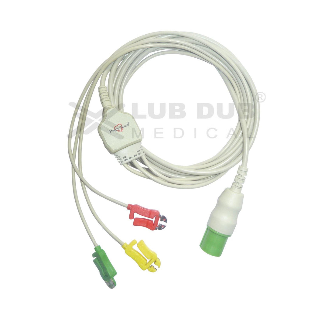 3 Lead ECG Cable Compatible with Nihonkohden 