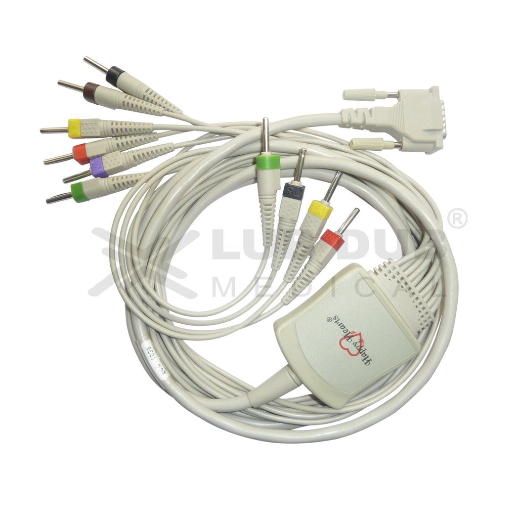 10 Lead ECG Cable Compatible with Edan 4mm 15 pin Banana type