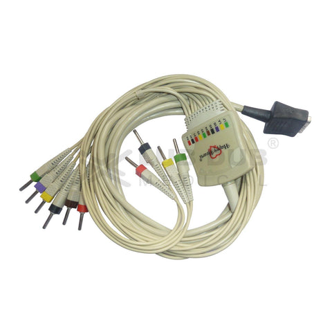 10 Lead ECG Cable  Compatible with Nihon khoden 4mm 15 pin  Banana type