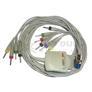 10 Lead ECG Cable Compatible with uniem 4mm centronic connector banana type