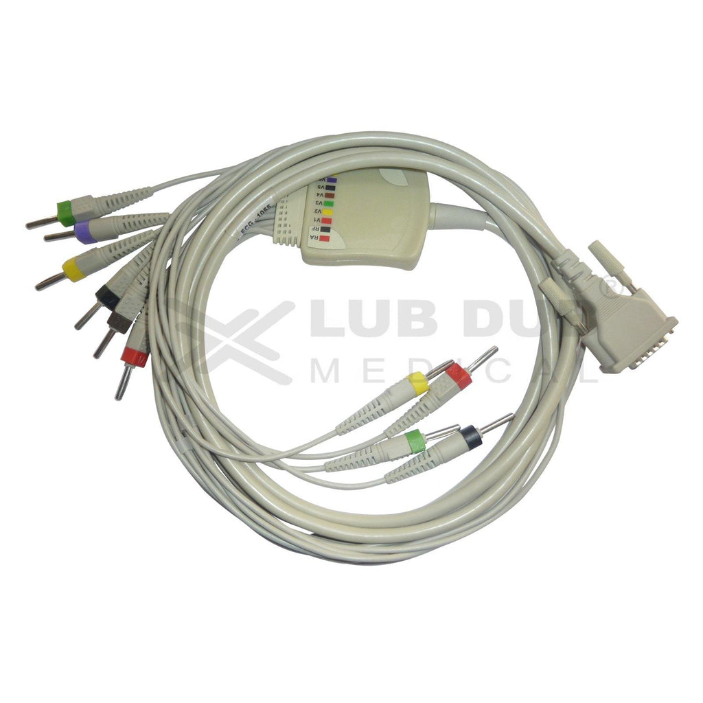 10 Lead ECG Cable Comaptible with L&T vela 4mm 15 pin Banana type