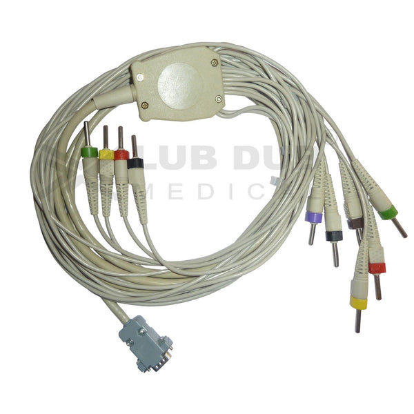 10 Lead ECG Cable  Compatible with Medicaid 4mm 15 pin  Banana type