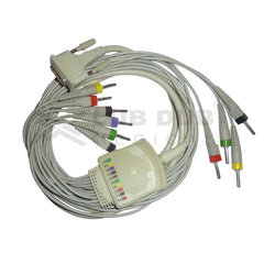 10 Lead ECG Cable Compatible with Aspen 4mm 15 pin Banana type