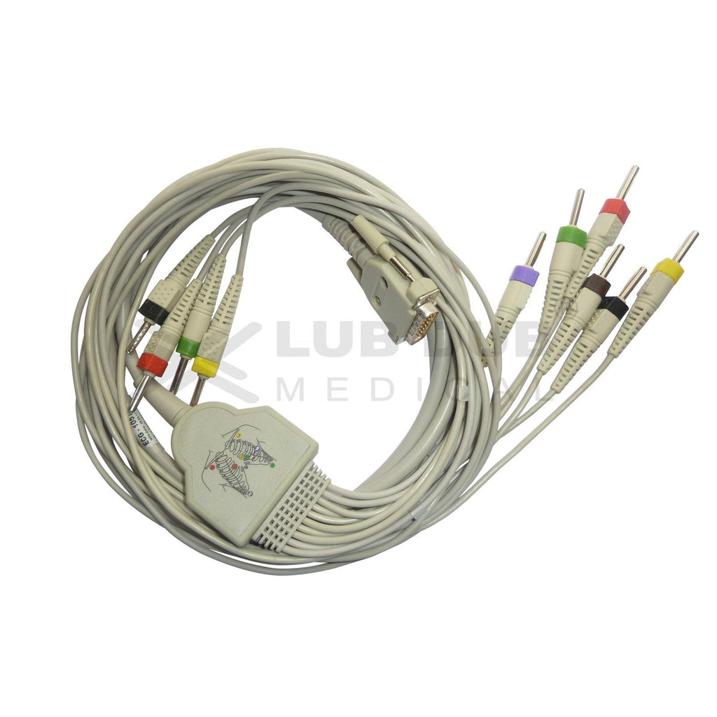 10 Lead ECG Cable  Compatible with Lifeplus 4mm 15 pin Banana type