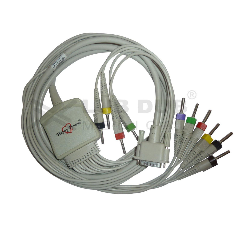 10 Lead ECG Cable Compatible with HP 4mm 15 pin Banana type