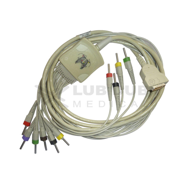 10 Lead ECG Cable Compatible with GE 4mm 15 pin Banana type