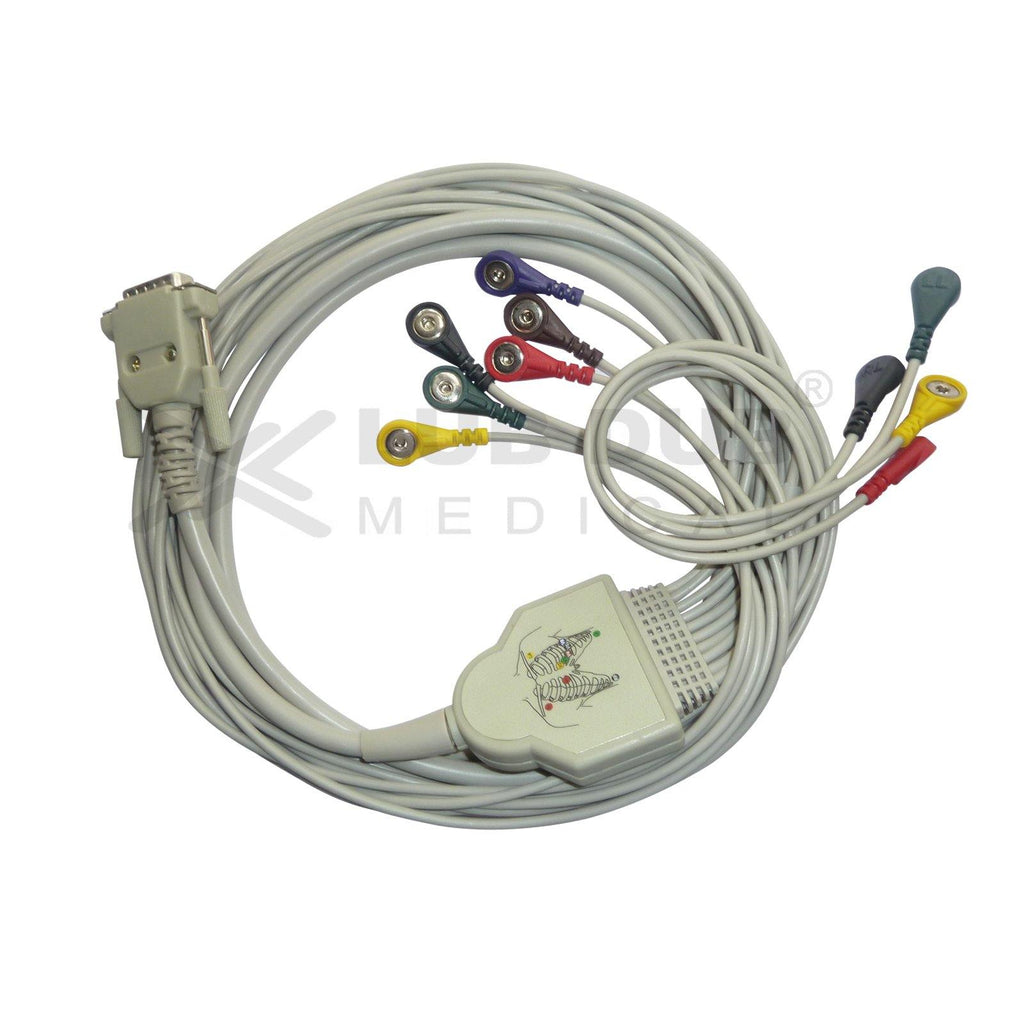 10 Lead ECG Cable  Compatible with Concept   15 pin  snap type