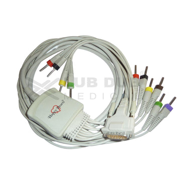 10 Lead ECG Cable Compatible with schiller(AT1,AT2,ELI250)/mortara/Allenger/Bionet 4mm 15 pin Banana type