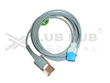 Spo2 Extension Cable Compatible with Life Plus II 6 Pin Redal Male Connector - 40' Double Notch