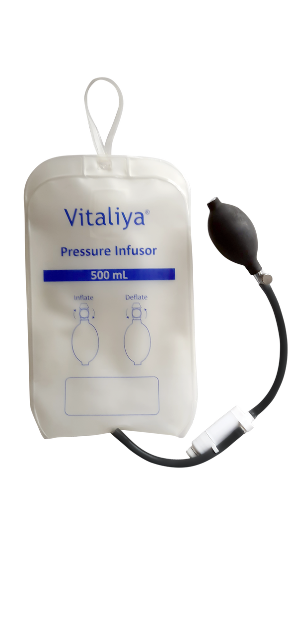 Buy Pressure Infusion Bag 500cc Piston Gauge with Stopcock Vitaliya. Medical-grade pressure infusion bag. Fast shipping across India.