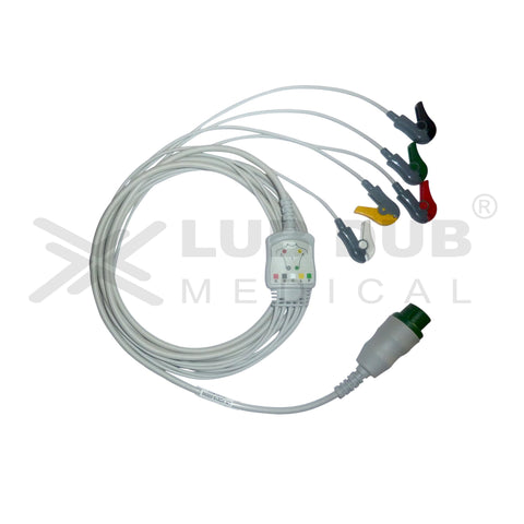 5 Lead ECG Cable Compatible with Cura Medical 12 pin Clip type - LubdubBazaar